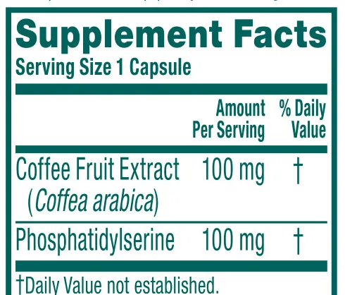 Supplement Facts panel from the Neuriva Original label: 1 capsule serving.