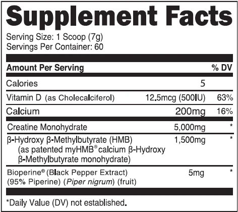 Supplement Facts panel from the Transparent Labs label: 1 scoop (7 g) serving.